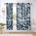 thumbnail image 6 of 2 Panels Set Blackout Curtains Thermal Insulated Sun Protection Room Darkening Drapes for Bedroom Navy Blue Waves, 6 of 7