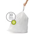 thumbnail image 4 of simplehuman Code G - Bolsas de Basura Originales con cord&oacute;n en Paquetes dispensadores, 20 Unidades (Paquete de 5), 30 litros / 8 galones, Blanco simplehuman NA, 4 of 4