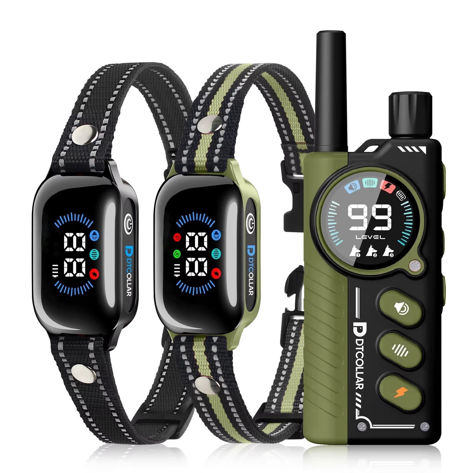 Paipaitek Dog Training Collar with Remote 2-in-1 Dog Shock Collar & Auto Bark Collar 3300FT Range Waterproof Shock Collar for Small Medium Large Dogs Green.Black