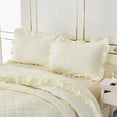 thumbnail image 3 of MallenHome 3-PCs Diamond Quilt with Ruffle Edge Bedspread/Coverlet Ivory Color King Size, 3 of 4