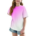 thumbnail image 2 of Jalioing Short Sleeve T Shirt for Girls Crew Neck Short Sleeve Casual Loose Shirts Gradient Summer Basic Tops, 2 of 6