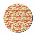 thumbnail image 1 of Modern Mouse Pad for Computers, Teapots and Cup with Polka Dots Lime Orange and Strawberry Fruits Display, Round Non-Slip Thick Rubber Modern Gaming Mousepad, 8" Round, Yellow Scarlet, by Ambesonne, 1 of 2