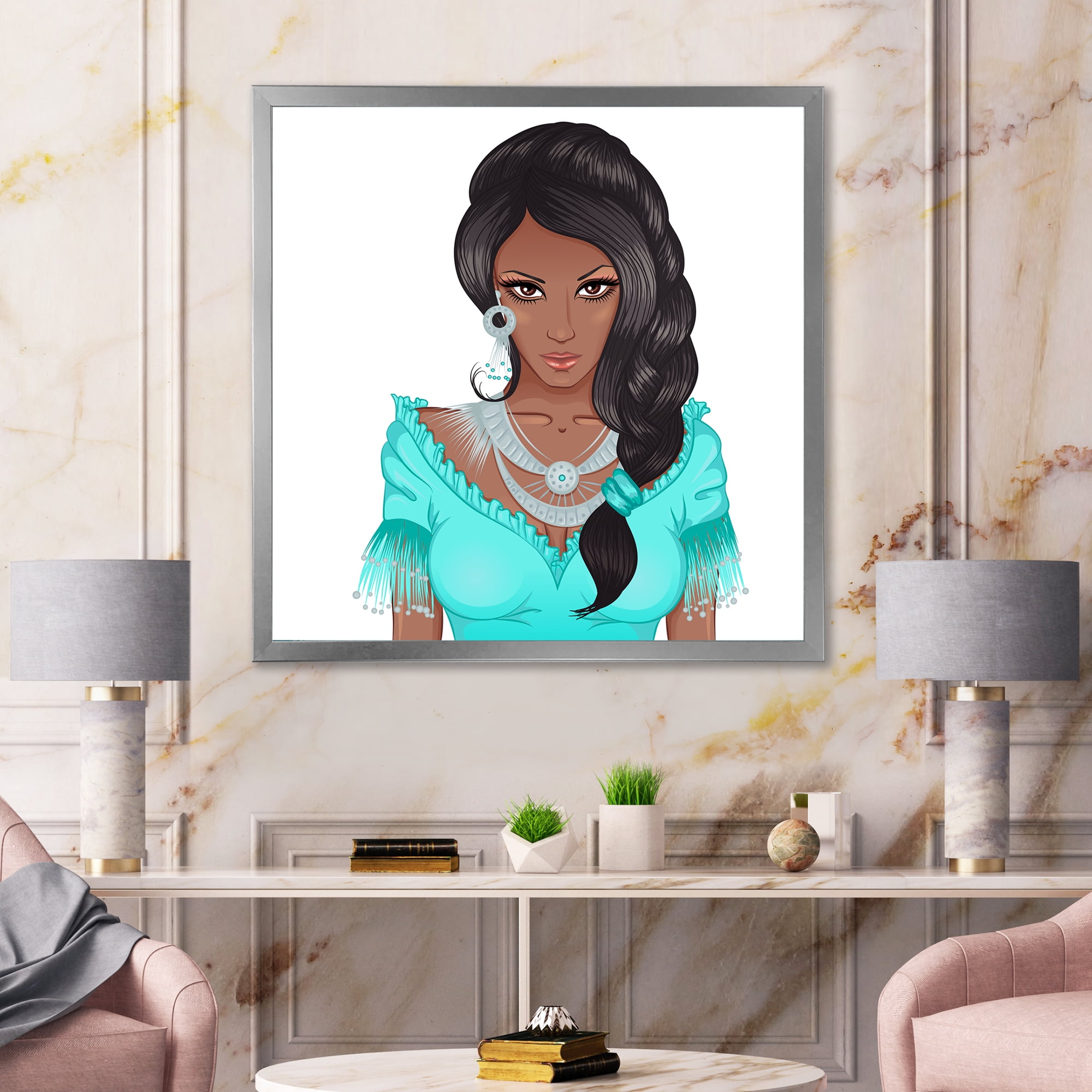 Designart 'Portrait Of Afro American Woman XVI' Modern Framed Art Print