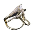 thumbnail image 1 of Small Light Gold Geometric Water Drop Zircon Ring With Personalized Engraving, 1 of 8