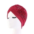 thumbnail image 2 of CSChome Bonnet Femme Bonnet Extensible Coupe-Vent Résistant aux Déchirures Bord Rétractable Bord Chaud à Sequins Fleur Turban Mode, 2 of 7