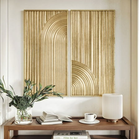 Elysia Gold Abstract Metal Modern Wall Art Set of 2