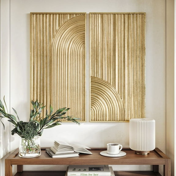 Elysia Gold Abstract Metal Modern Wall Art Set of 2
