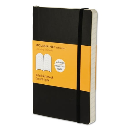 Classic Half Cover - Moleskine Classic Softcover Notebook, Ruled, 5 1/2 x 3 1/2, Black Cover, 192 Sheets -HBGMS710
