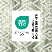 NICOLE MILLER NEW YORK Corin Small Diamonds Indoor Outdoor Area Rug, UV Fade Resistant, Low Pile, Seafoam/Cream, 7'10x10'2