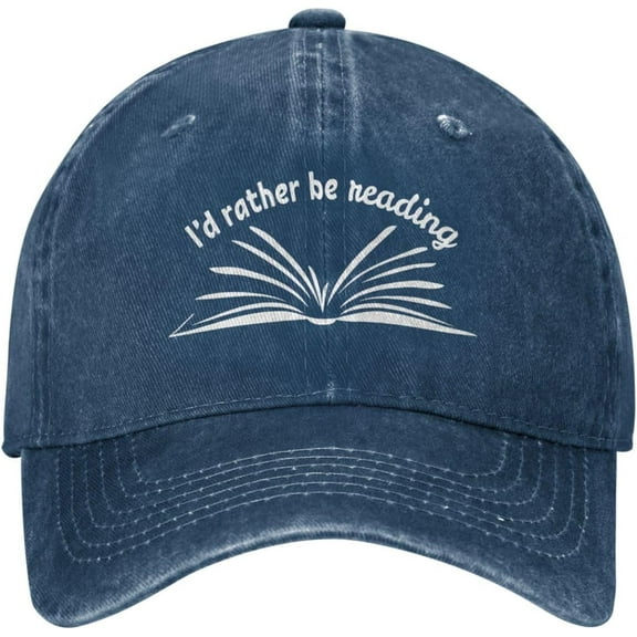 I'd Rather Be Reading Hat Cotton Washed Denim Baseball Caps