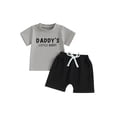thumbnail image 1 of Gupgi Ensemble d'Été 2 Pcs pour Tout-Petit Garçon Bébé, T-Shirt Gris à Manches Courtes pour Nourrisson Garçon, Ensemble Décontracté avec Shorts Roulés à Taille Élastique, 1 of 1