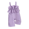thumbnail image 2 of Aojekbee Baby Girls Summer Casual Jumpsuit Sleeveless Solid Color Ruffle Trim Cami Playsuit, 2 of 10