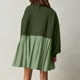 thumbnail image 4 of Robe à Col Rond Froncée pour Femmes Pull Décontracté Quotidien pour les Trajets (Vert Armée S), 4 of 9