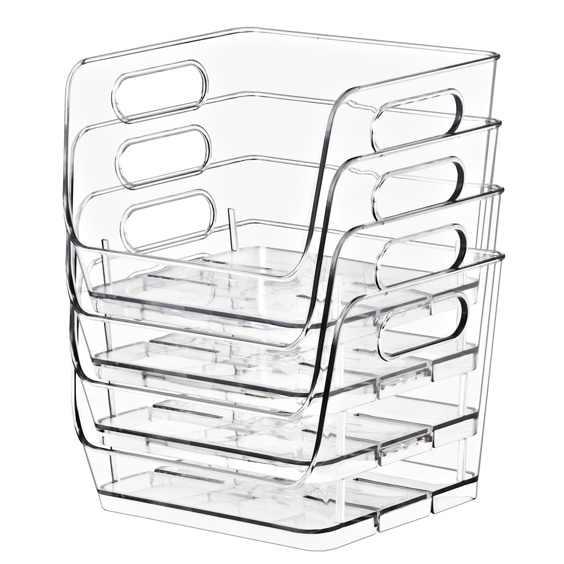 Sorbus Clear Stackable Square Storage Bins, Small Open-Front Acrylic Pantry Organizers, 4 Pack