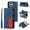 Blue, variant on for iPhone 14 Wallet Phone Case with 9 Card Holder Zipper Pocket, Magnetic Closure Premium Folio PU Leather Flip Case with Wrist Strap for iPhone 14 6.1inch,Blue,For iPhone 14