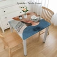 thumbnail image 2 of nygtbtfer Geometric Leaves Fitted Square Tablecloths, Navy Blue Gold Colorful Wipe Clean Table Cloth, for Indoor Restaurant or Outdoor Patio Party Dining White, 2 of 7