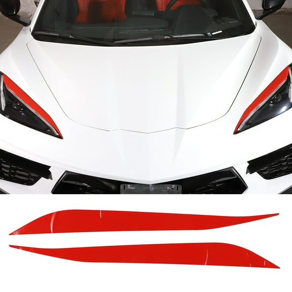 TINKI Front Headlight Eyebrow Panel Trim Decal Fit for Chevrolet Corvette C8 2020-2023, Car Front Headlamp Eyebrow Trim Sticker Accessories