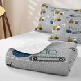 thumbnail image 4 of Erosebridal Cartoon Construction Truck Bed Spread Queen for Boys Men, Grey Doodle Car Print Queen Coverlet Set, 3 Pieces, 4 of 7