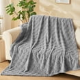 thumbnail image 4 of Super Soft Queen Blanket Grey Premium Silky Flannel Fleece 3D Checkered Lightweight Bed Blanket All Season Use (Grey Checkered, Queen(90"x90")), 4 of 6