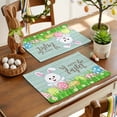 thumbnail image 4 of Happy Easter Placemat of 1 PC, Easter Rabbits Color Eggs Table Mats Washable Heat-Insulation Non-Slip Place Mats for Kitchen Dinner Table Indoor Outdoor Decor,13x19 Inch Light Blue, 4 of 9