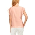 thumbnail image 2 of VINCE CAMUTO Womens Pink Ruffle Sleeve Lurex Stripe Sleeveless Jewel Neck Blouse Top  Size: S, 2 of 2
