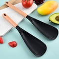 thumbnail image 2 of Espátula de silicona antiadherente, cuchara de cocina multifunción 3 en 1 con mango ergonómico de madera, utensilio de cocina de alta temperatura, 2 of 8