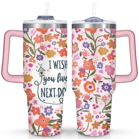 40oz Tumbler with Handle & Straw, Stainless Steel Insulated Cup, Leak Proof Travel Mug, Keeps Drinks Hot/Cold,Coffee Cup, Gifts for Women Men