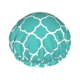 thumbnail image 1 of YFYANG Women's Double Waterproof Shower Cap, Green Quatrefoil Pattern Reusable Hair Cap for All Hair Styles and Head Sizes, 1 of 9