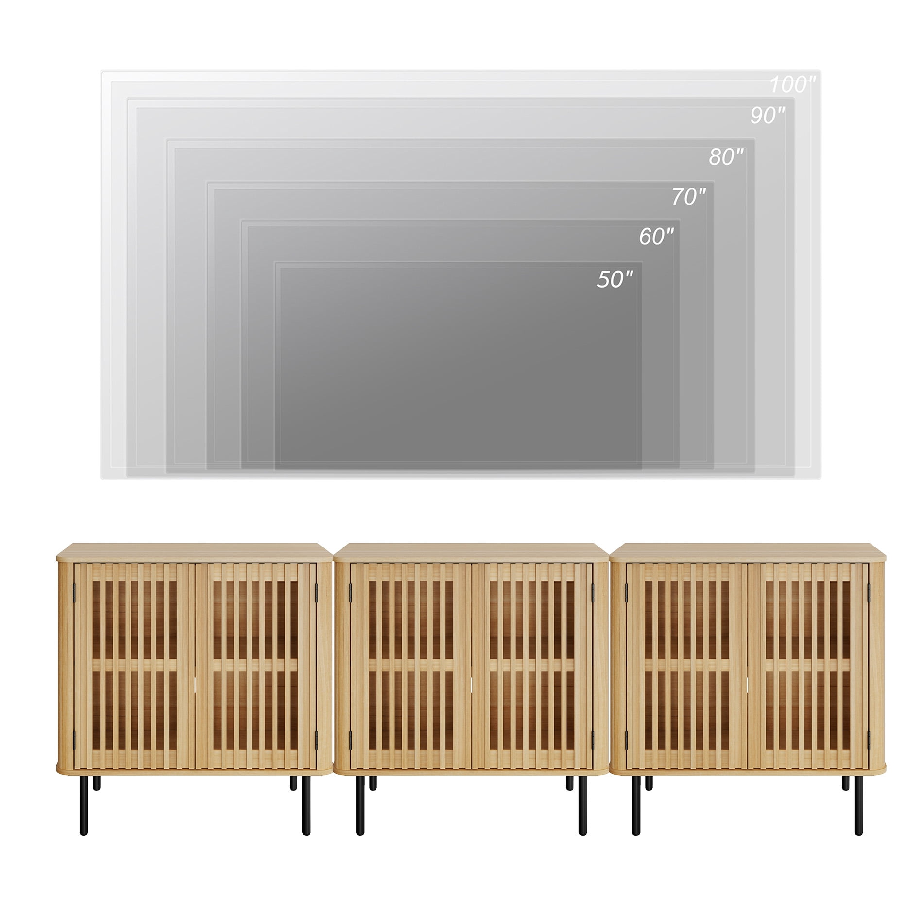 94.5" TV Stand for TVs up to 100", Entertainment Center Media Console Table for Living Room Bedroom, Oak