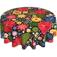 thumbnail image 5 of Bright Vintage Flowers Tablecloth Round 60 Inch Vibrant Ditsy Floral Table Cover Colorful Exotic flowers Table Cloth Washable for Dining Kitchen Parties Cabin Farmhouse Decor, 5 of 6