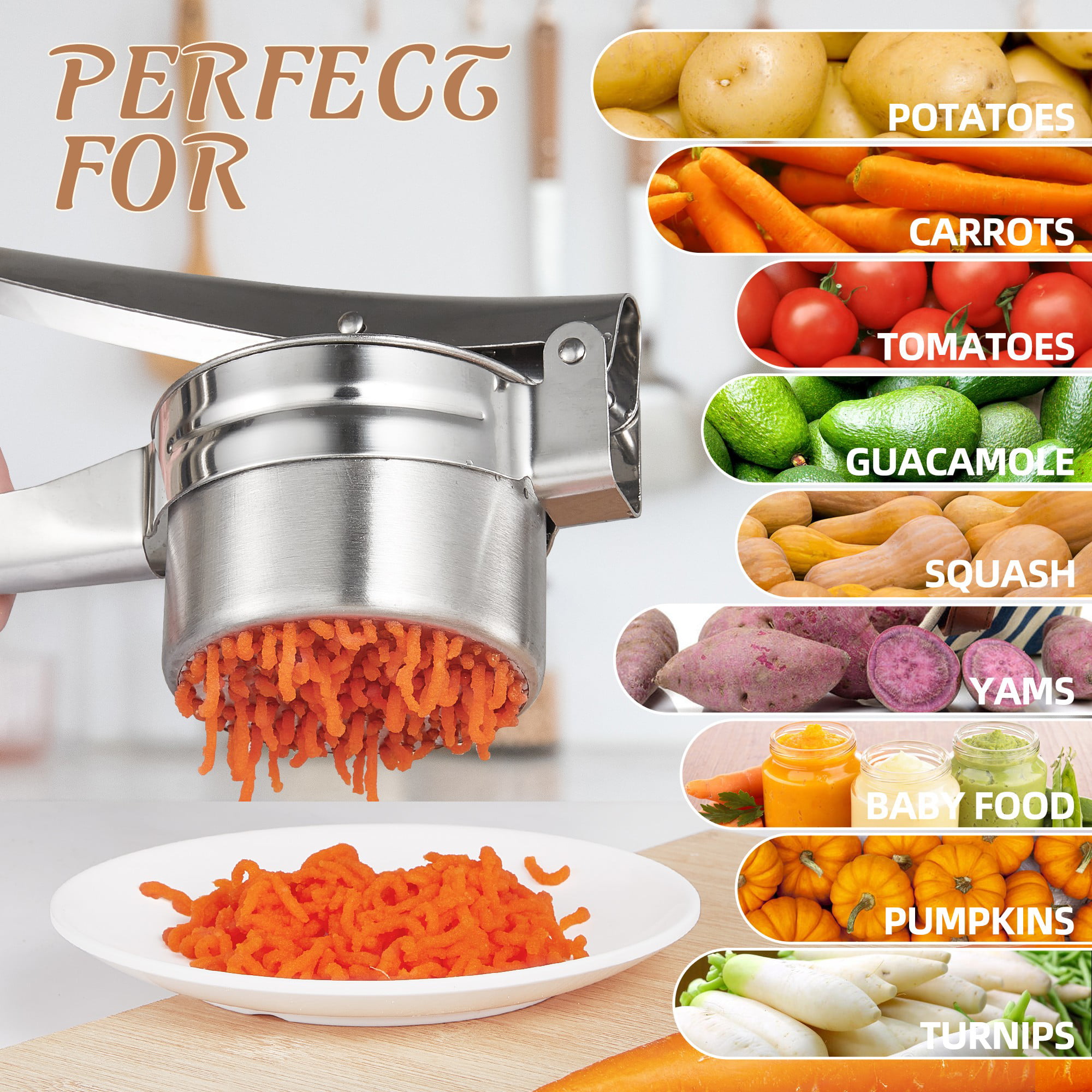 Potato Ricer Stainless Steel, Potato Masher Stronger, With Longer Leverage  Handles,3 Interchangeable Discs, Ricer Kitchen Tool-mashed Potatoes, Masher  For Fruits, Vegetables, Kitchen Stuff Kitchen Accessories - Temu United  Arab Emirates