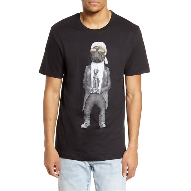 Elevenparis Hombre Moda Perro Gráfico Camiseta negra M