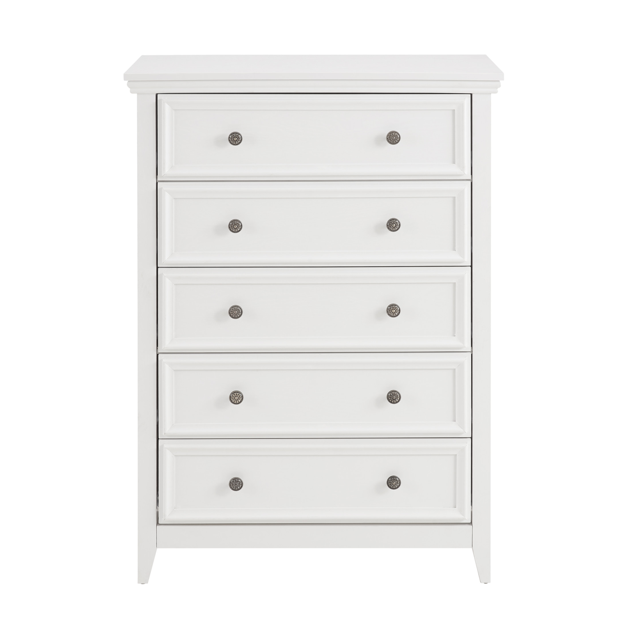 Noble House Eldune Modern Farmhouse 5-Drawer Dresser, Tall Clothes Storage Chest Organizer, for Living Room, White