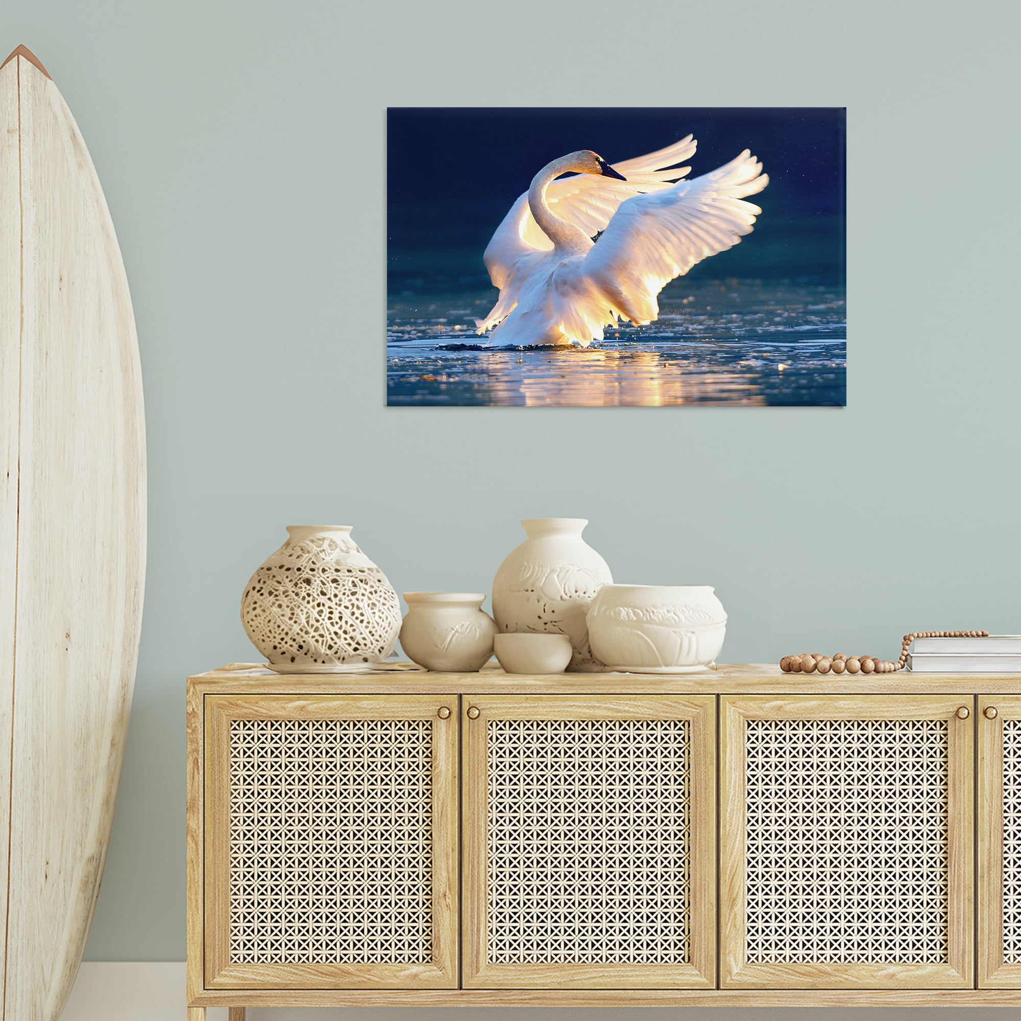 Stupell Industries Sunset Symphony Swan Animals Photography Wrapped Canvas Art Print Wall Art, 36 x 24