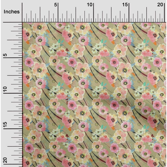 oneOone Silk Tabby Greenish Beige Fabric Florals Sewing Craft Projects Fabric Prints By Yard 42 Inch Wide