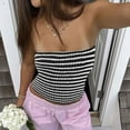 thumbnail image 7 of Women Strapless Striped Bandeau Tube Tops Y2K Aesthetic Sleeveless Backless Crop Tank Going Out Summer Girls Beach Holiday Camisoles, 7 of 7