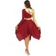 thumbnail image 7 of Women Praise Dance Worship Long Dress Metallic Gold Color Block Long Sleeve Stage Dancewear, 7 of 7