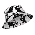 thumbnail image 2 of Easygdp Seamless Pattern Cute Panda Double-Sided Reflective Fisherman Hat for Outdoor and Night Walking, Unisex, 2 of 9
