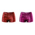 thumbnail image 1 of 2 Pack(Rouge 1PCS & Rose Vif 1PCS) Shorts Cargo pour Femmes Multipack Nouvelles Perles à Sequins Robe de Performance Ensemble de Robe de Performance pour Femmes Shorts, 1 of 9