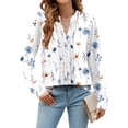 thumbnail image 3 of Zeagoo Womens Stylish Design V-Neck Blouse Long Sleeves Pleated Business Casual Tunic Tops, 3 of 6