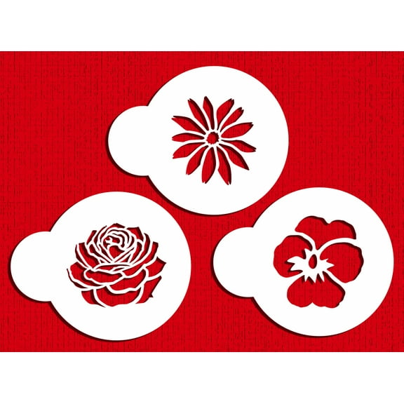 Designer Stencils Garden Flowers Cookie Stencil Set, Beige/Semi-Transparent