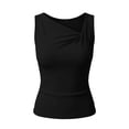 thumbnail image 6 of Admvng Tank Top for Women Asymmetrical V Neck Ruched Sleeveless Stretch Basic Knit Layering Camisole Blouse, 6 of 6