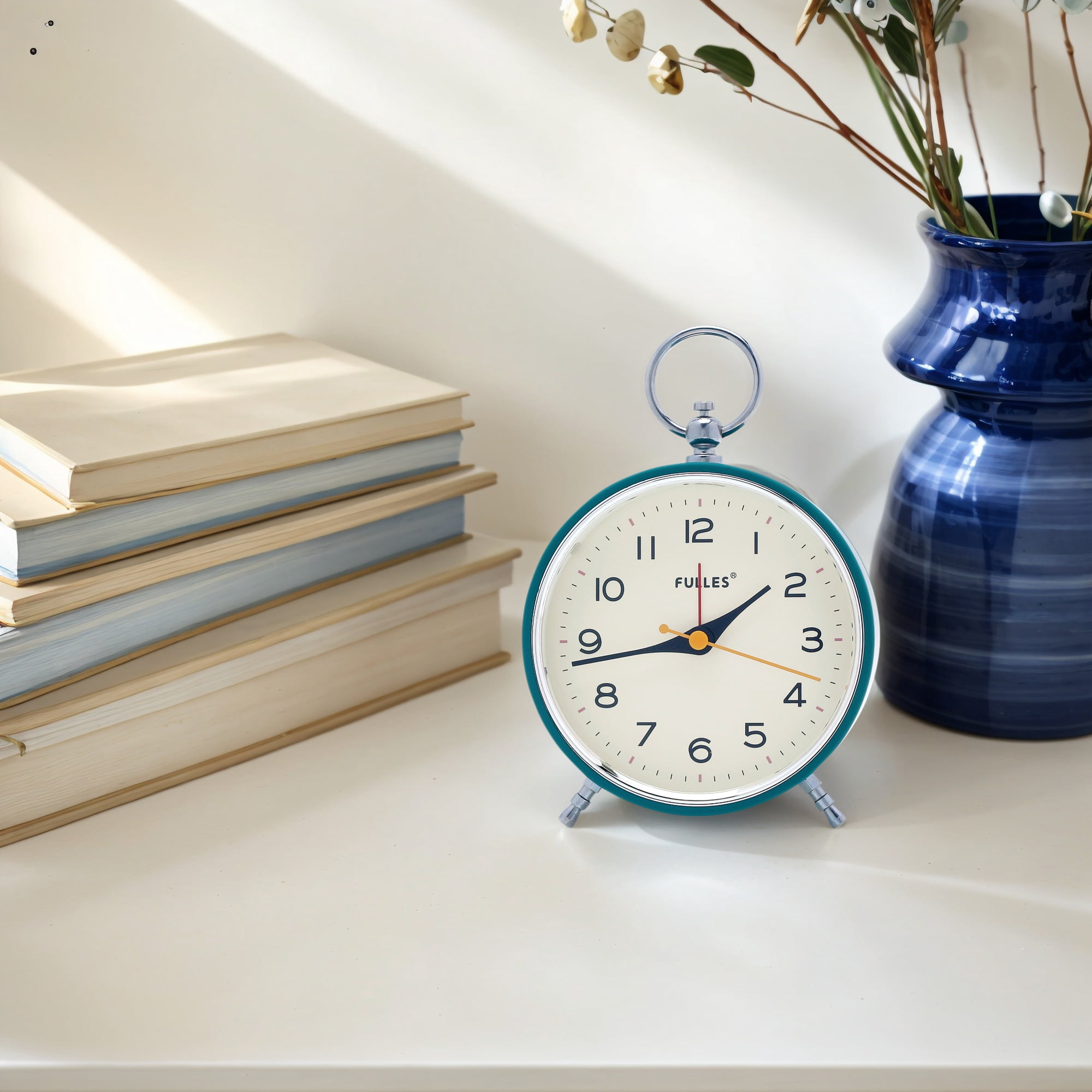 Unique Bargains Vintage Alarm Clock with Nightlight Blue 4.3"L x 2.0"W x 6.4"H
