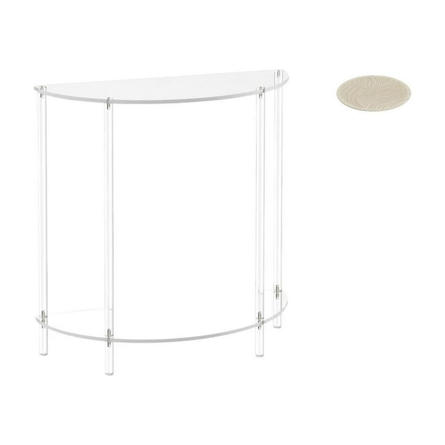 Mesa Auxiliar De Acrílico Con Dos Niveles Y Mesita De Noche Estrecha Para Espacios Pequeños. Incluye Alfombra Redonda Y Base Antideslizante Para Una Decoración Versátil.