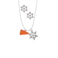 thumbnail image 2 of Delight Jewelry Acrylic 3/4" Orange Megaphone Silver tone Snowflake Charm Necklace and Stud Earrings, 2 of 4
