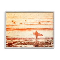 Stupell Industries Surfing Sunset Beach Shore Photograph Gray Framed Art Print Wall Art, Design by Igor Vitomirov