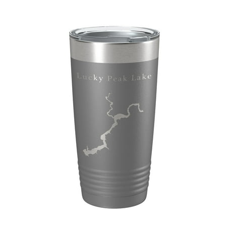 

Lucky Peak Lake Map Tumbler Travel Mug Insulated Laser Engraved Coffee Cup Boise River Idaho 20 oz Dark Gray