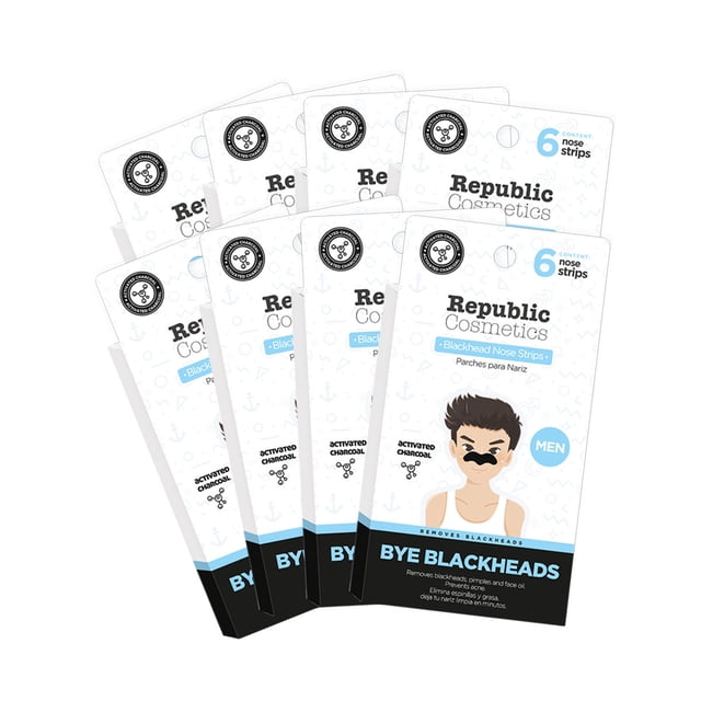 Pack 8 cajas Parche para nariz REPUBLIC COSMETICS con carbón activado 6 pzas c/u