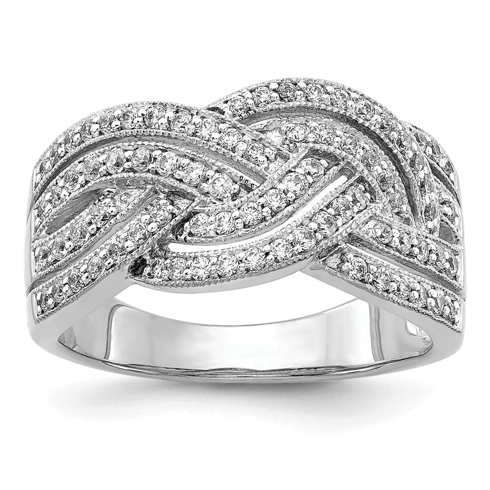 AA Jewels - Solid 14k White Gold Diamond Ring Band Size 7.5 (.504 cttw ...