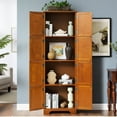 thumbnail image 3 of Tall Storage Cabinet with Multiple Compartments | Ideal for Office Organization | Solid MDF Construction with Oak Finish | Solves Storage Issues in Workspace, 3 of 3